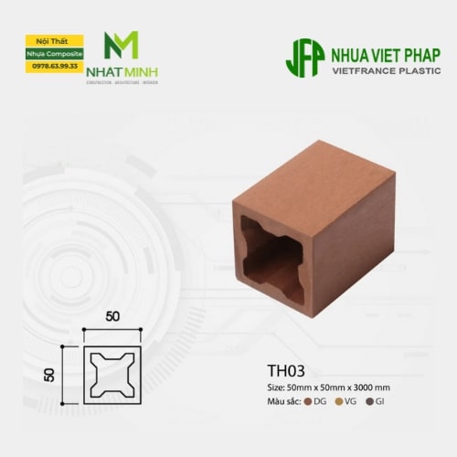 Thanh hộp gỗ nhựa ngoài trời TH03 Nhựa Việt Pháp có nhiều ưu điểm vượt trội so với các dòng sản phẩm thông thường.