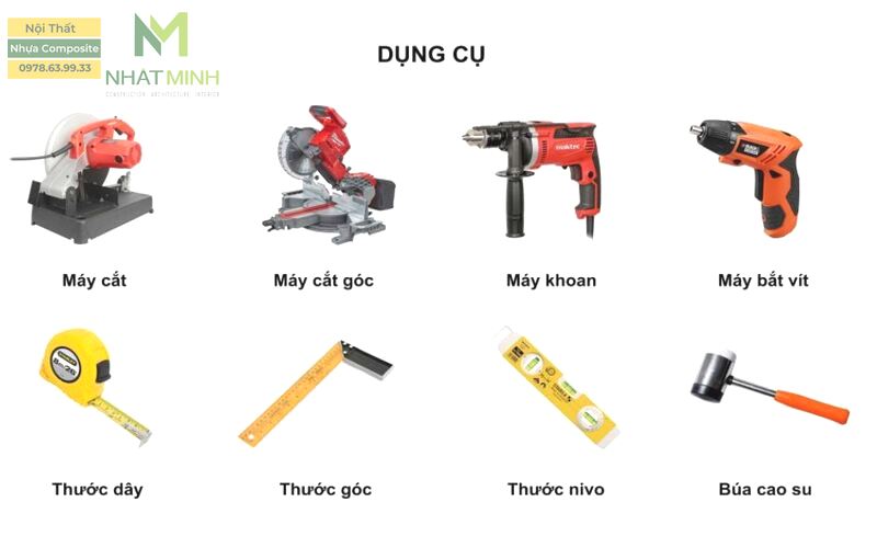 Công cụ lắp đặt sàn ngoài trời bằng gỗ nhựa