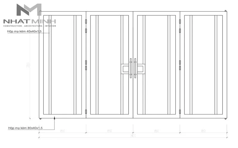 Mẫu cổng sắt gỗ nhựa ốp thanh đa năng gỗ nhựa TDN02