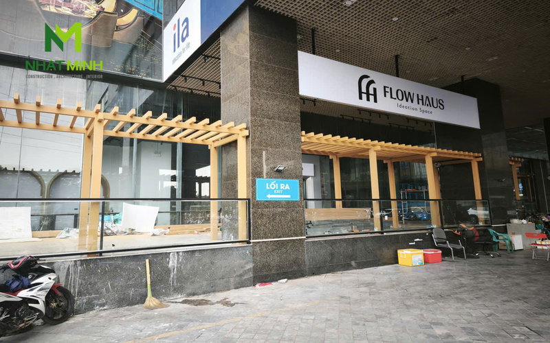 Thi công giàn lam gỗ nhựa ngoài trời cho Flow Haus Coffee, Hà Nội
